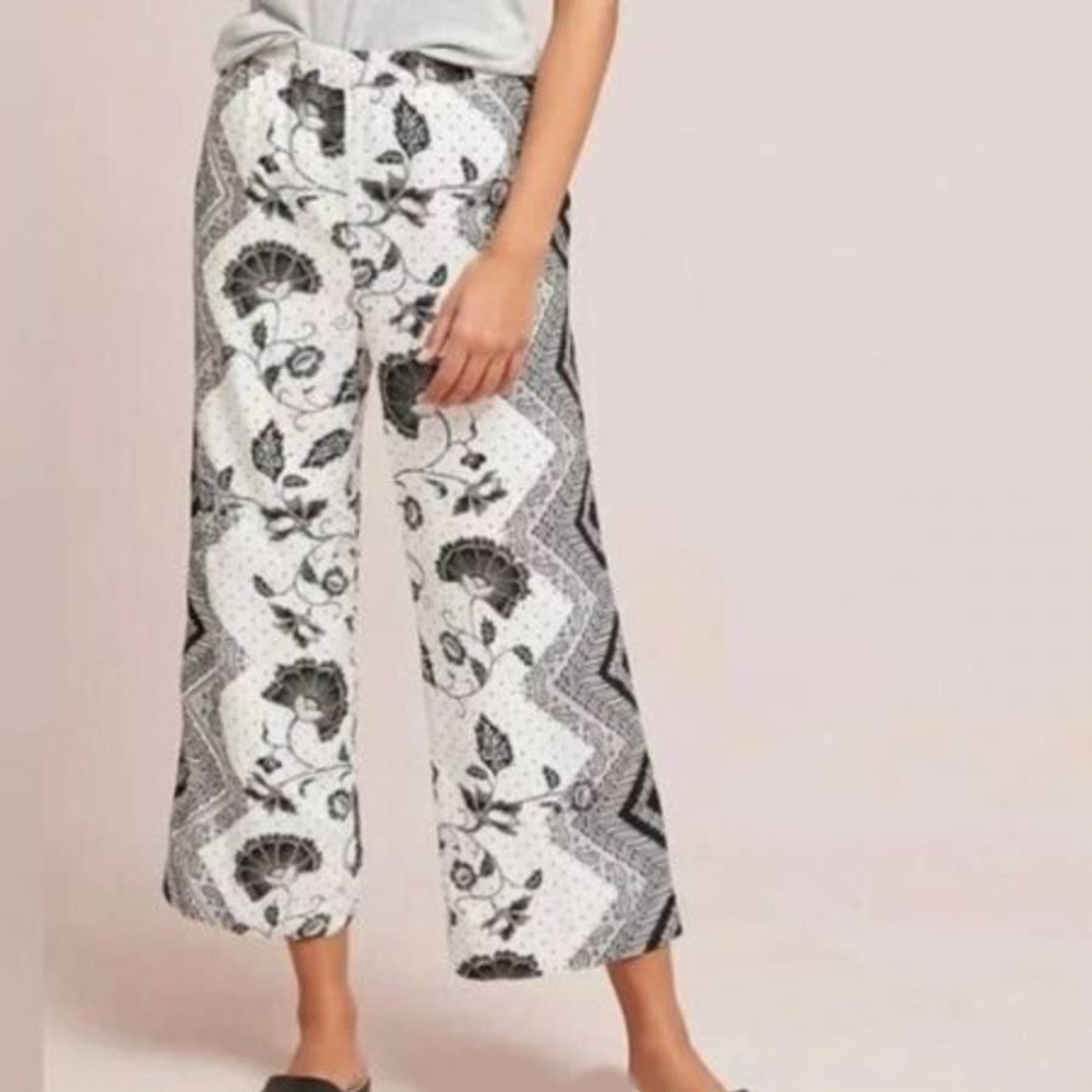 Anthropologie Black and White Wide Leg Pants